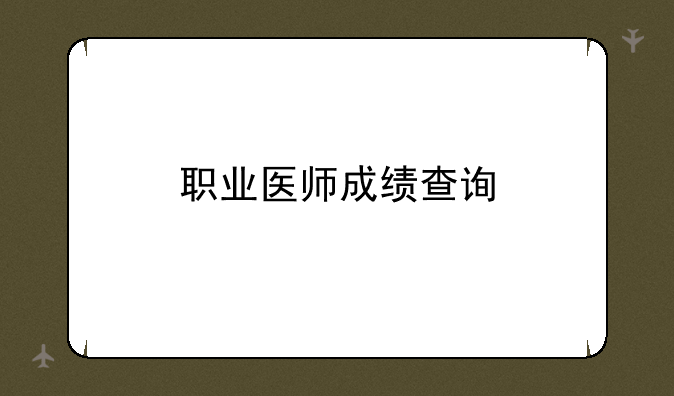 职业医师成绩查询