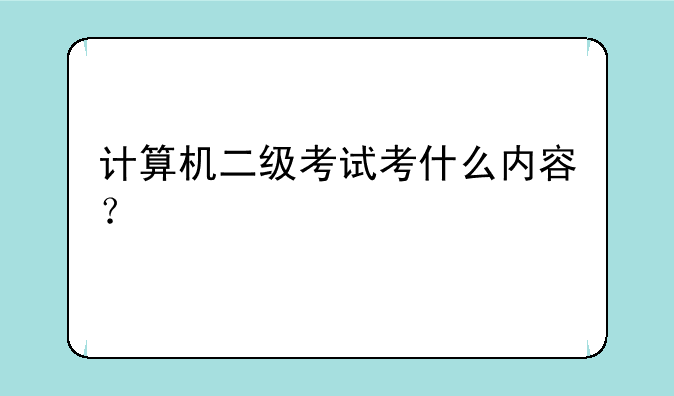 计算机二级考试考什么内容？