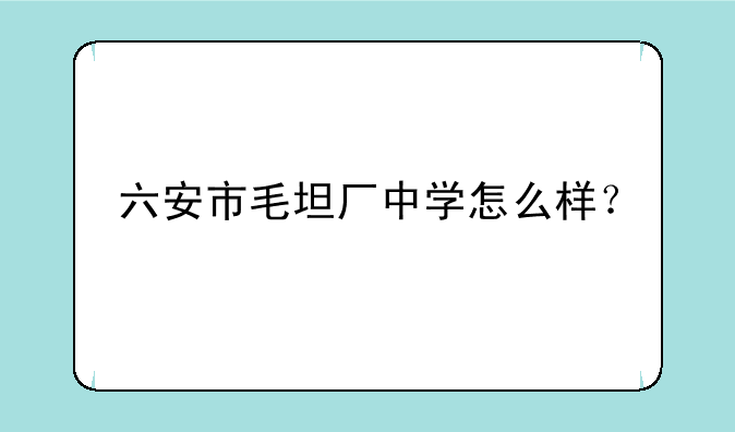 六安市毛坦厂中学怎么样？