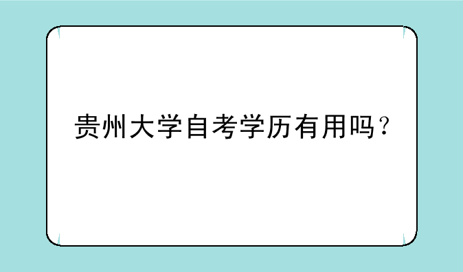 贵州大学自考学历有用吗？