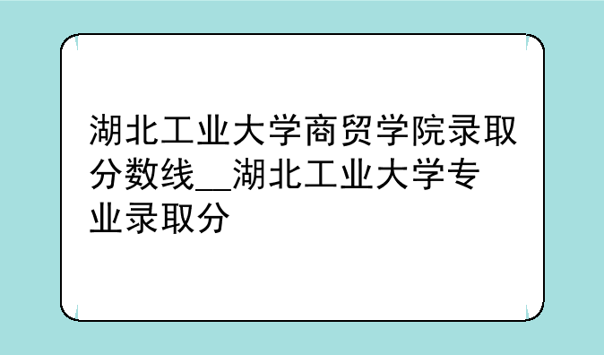 湖北工业大学商贸学院录取分数线__湖北工业大学专业录取分