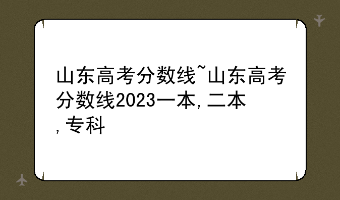 山东高考分数线~山东高考分数线2023一本,二本,专科